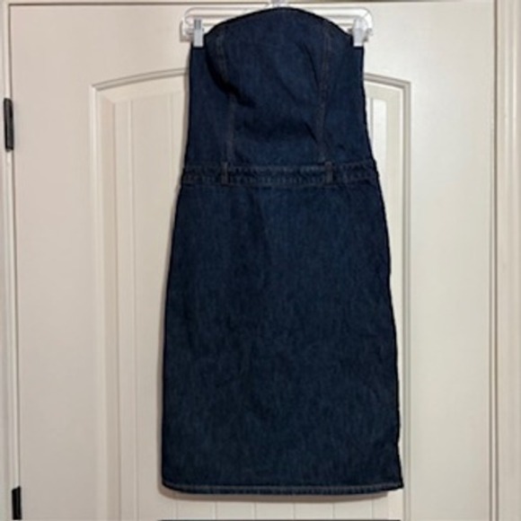 Denim Strapless Y2K Sheath Dress  Sz 4 J. Crew Cotton Midi Fitted Bustier - Picture 1 of 12